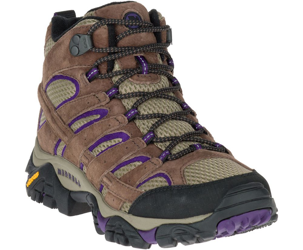 Botas Mujer - Merrell Moab 2 Mid Ventilator Wide Width - Marrones - QGRW-68093